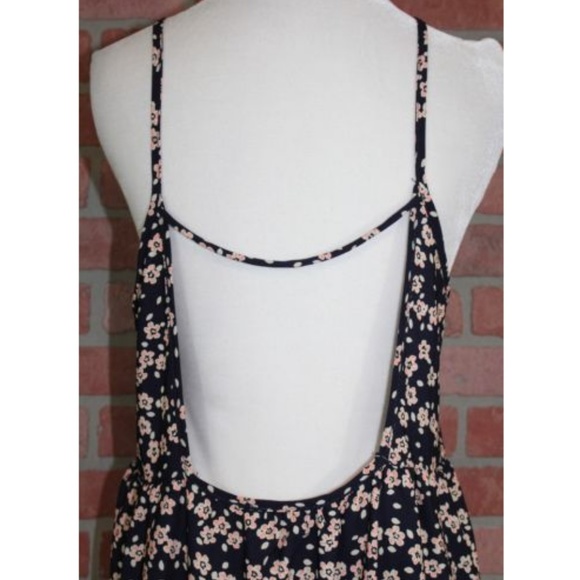 Tea n Rose Navy Blue Floral Dress w/ Open Back - Picture 5 of 7
